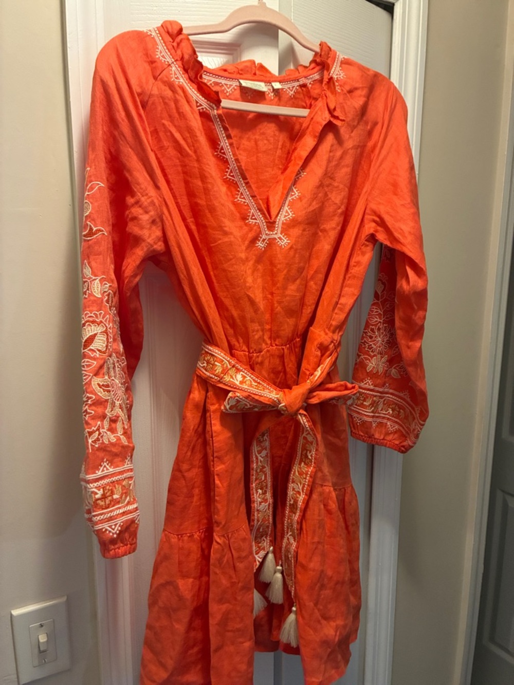 Spartina 449 Orange Embroidered Midi Dress